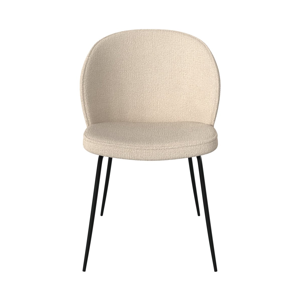 Lot de 2 chaises en tissu bouclette et pied en métal - GROOM beige, MAISON PAVANE