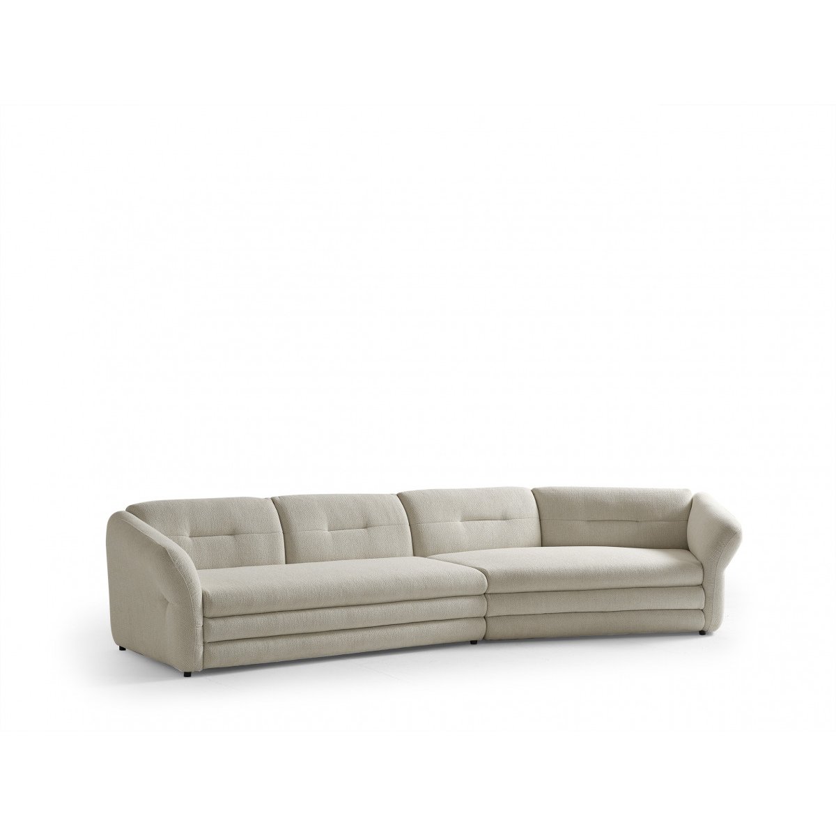 Canapé droit fixe 4 places en tissu chiné, MARBLE beige, BOBOCHIC