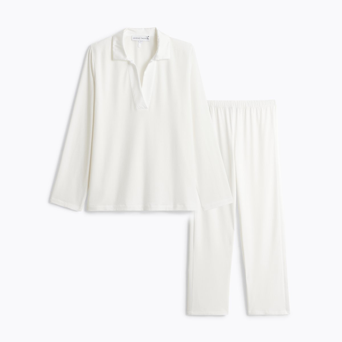 Pyjama col polo en jersey ENVOUTANTE ecru, LAURENCE TAVERNIER