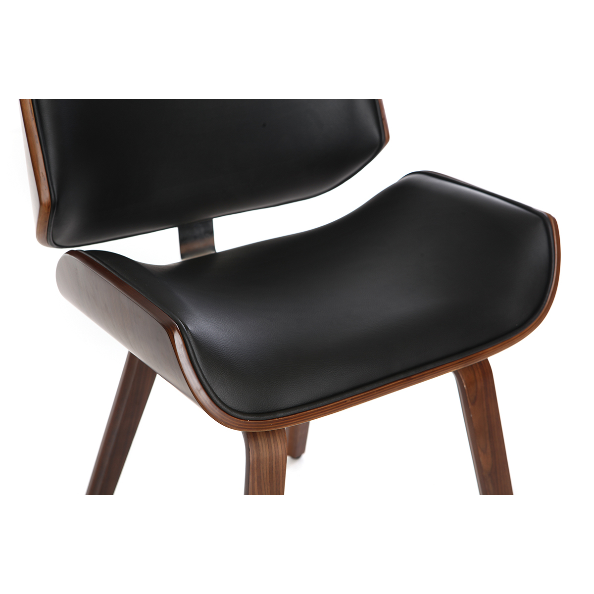 Chaise design pieds bois RUBBENS noyer / noir, MILIBOO