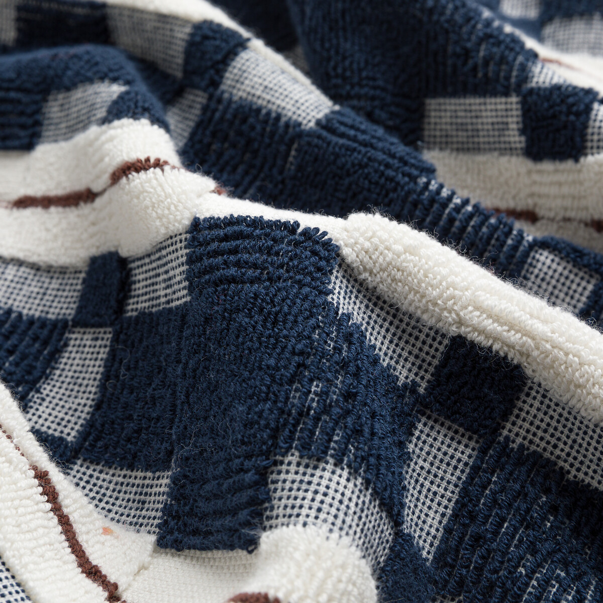 Jacquard badstof badhanddoek, Meiri blauw+ecru, LA REDOUTE INTERIEURS