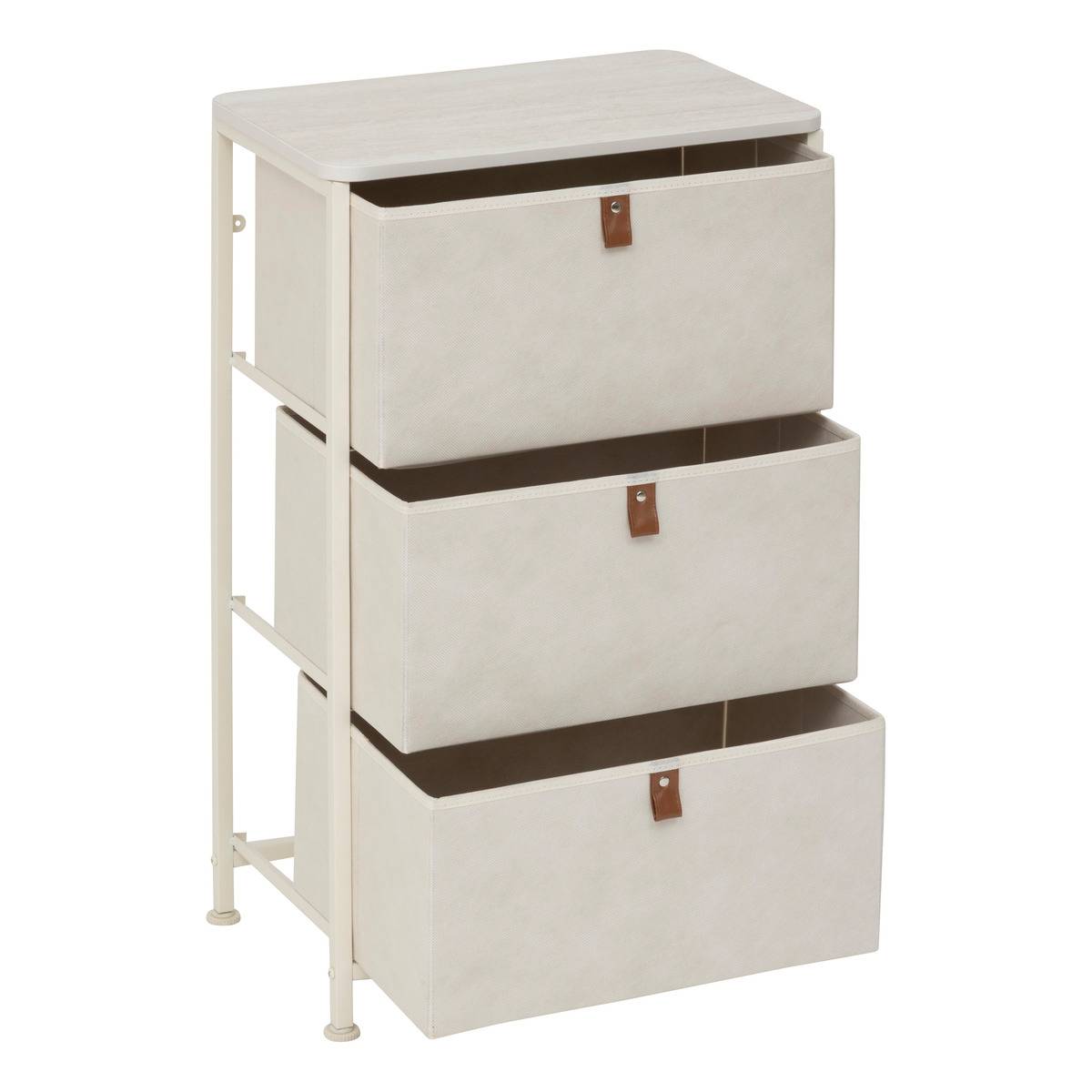 Meuble de rangement 3 tiroirs en acier et bois TISSA beige, 5FIVE SIMPLY SMART