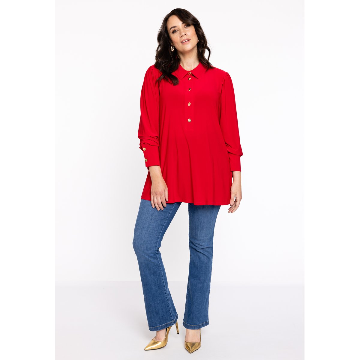 Chemise avec manches bouffantes rouge, YOEK