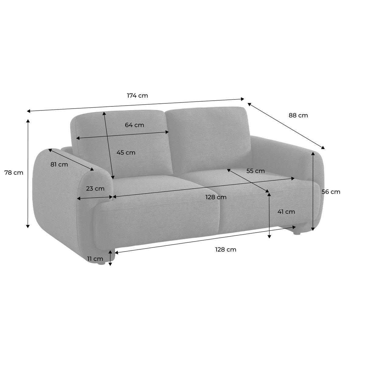 Canapé 2 places tissu  ZENIO crème, SWEEEK