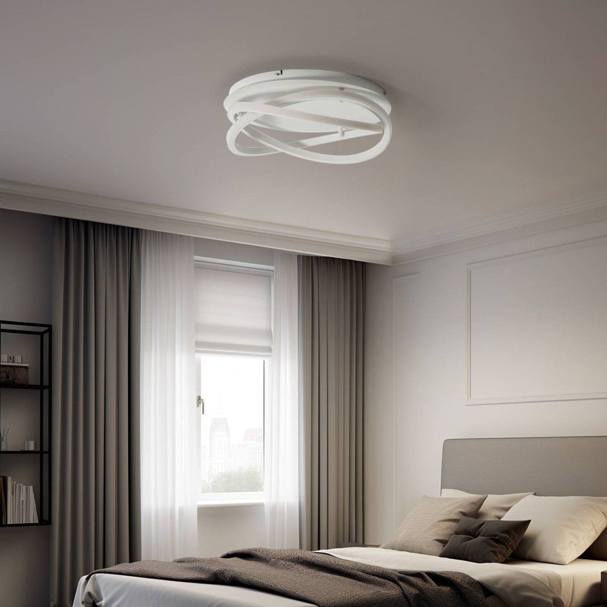 Plafonnier en aluminium moderneLED, Aldric blanc, LUCANDE