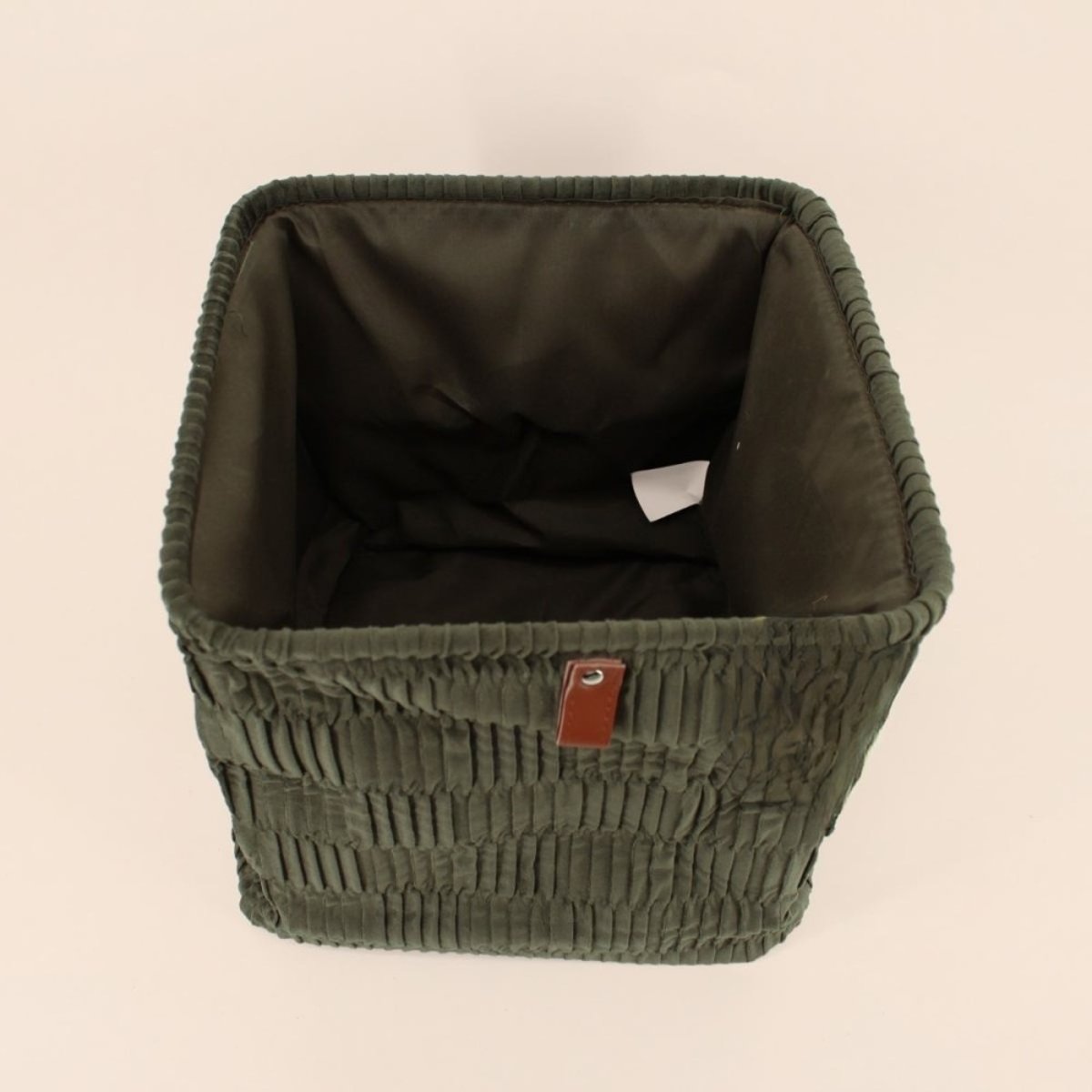 Cube de rangement en velours plissé vert 31x31x31cm vert, ORNAMI