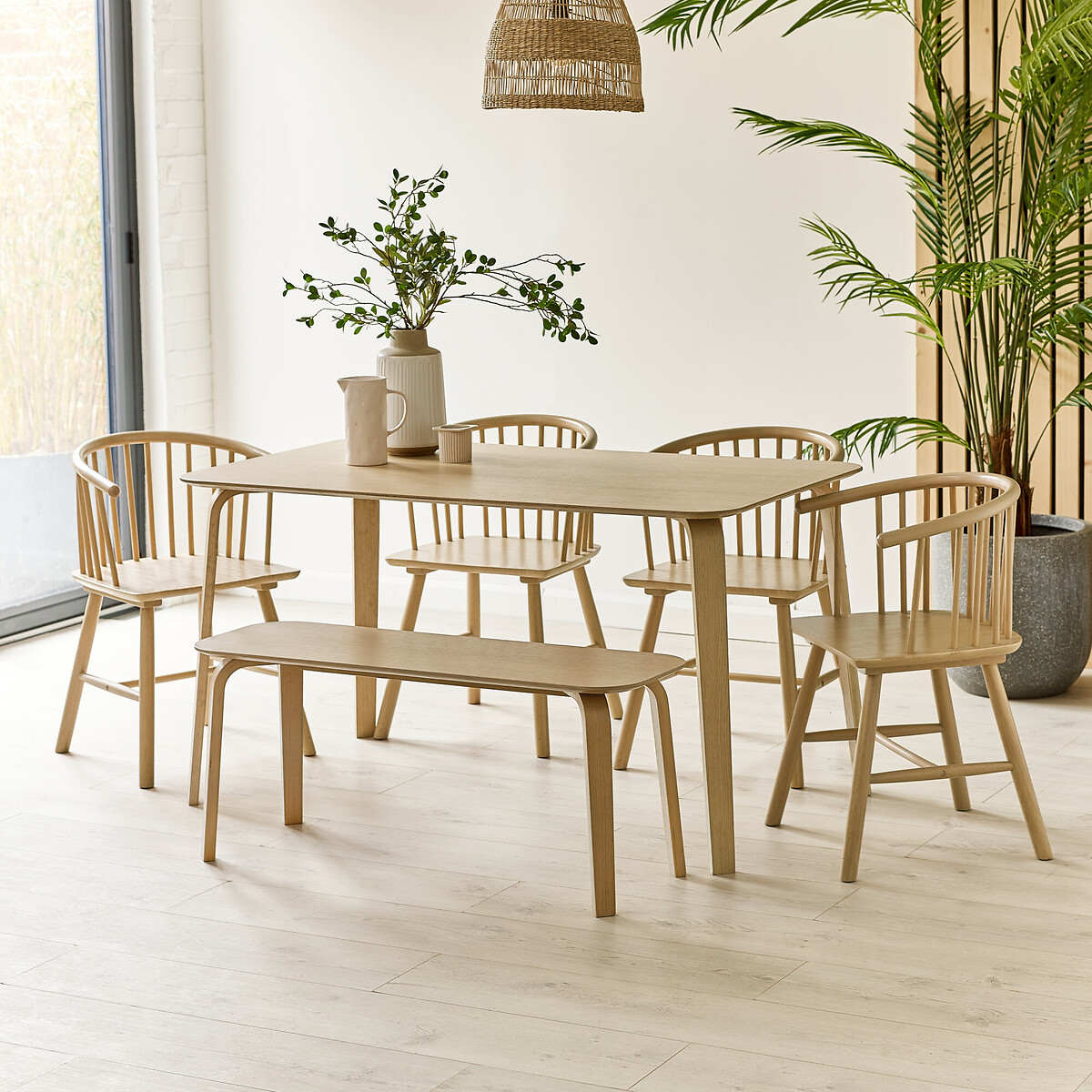 Kael Oak Curved Spindle Dining Chairs (Set of 2) light oak, SO'HOME