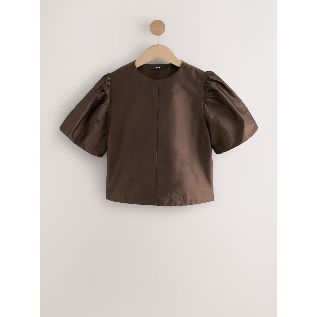 Veste courte à manches bouffantes marron chocolat, NEXT