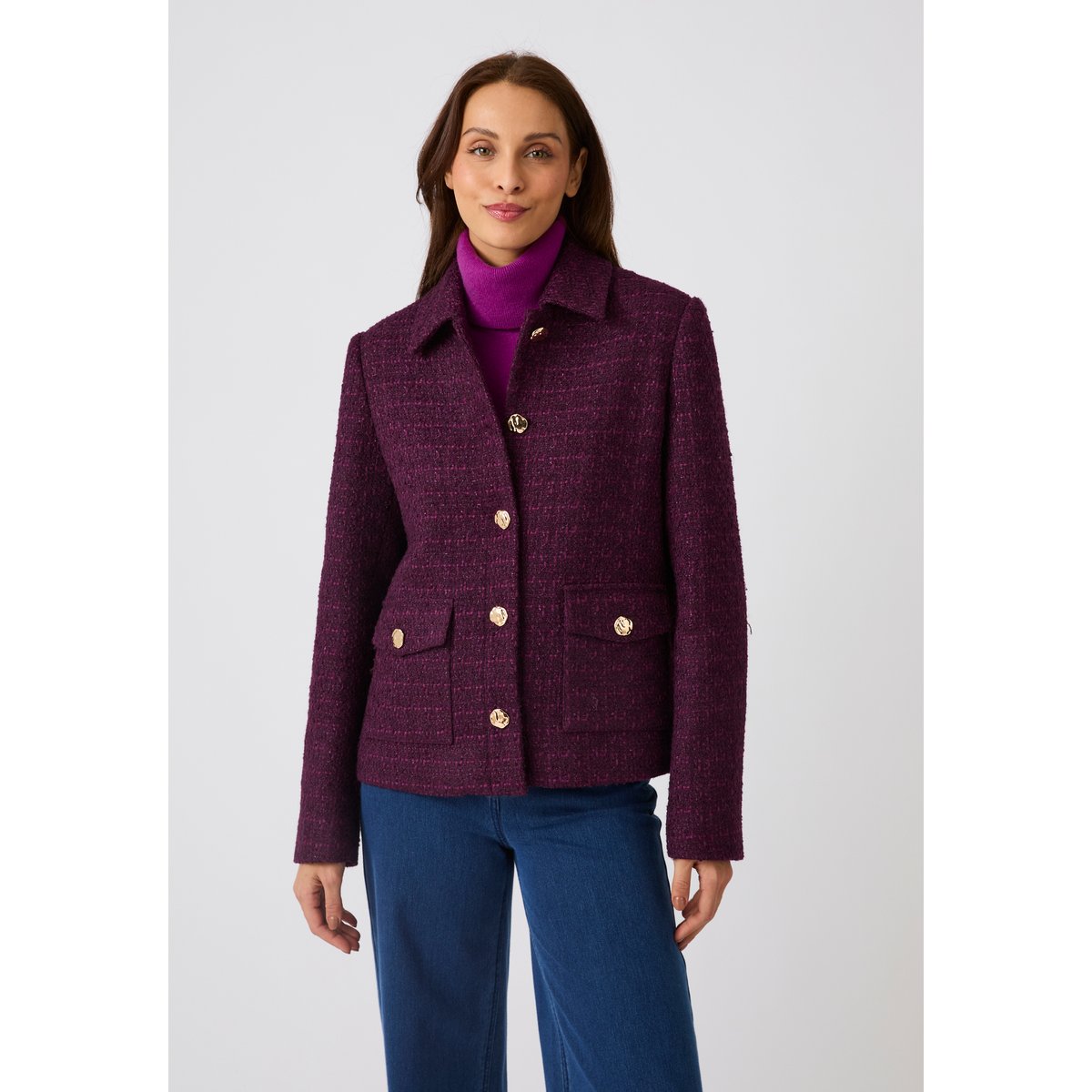 Veste effet tweed violet, DAMART