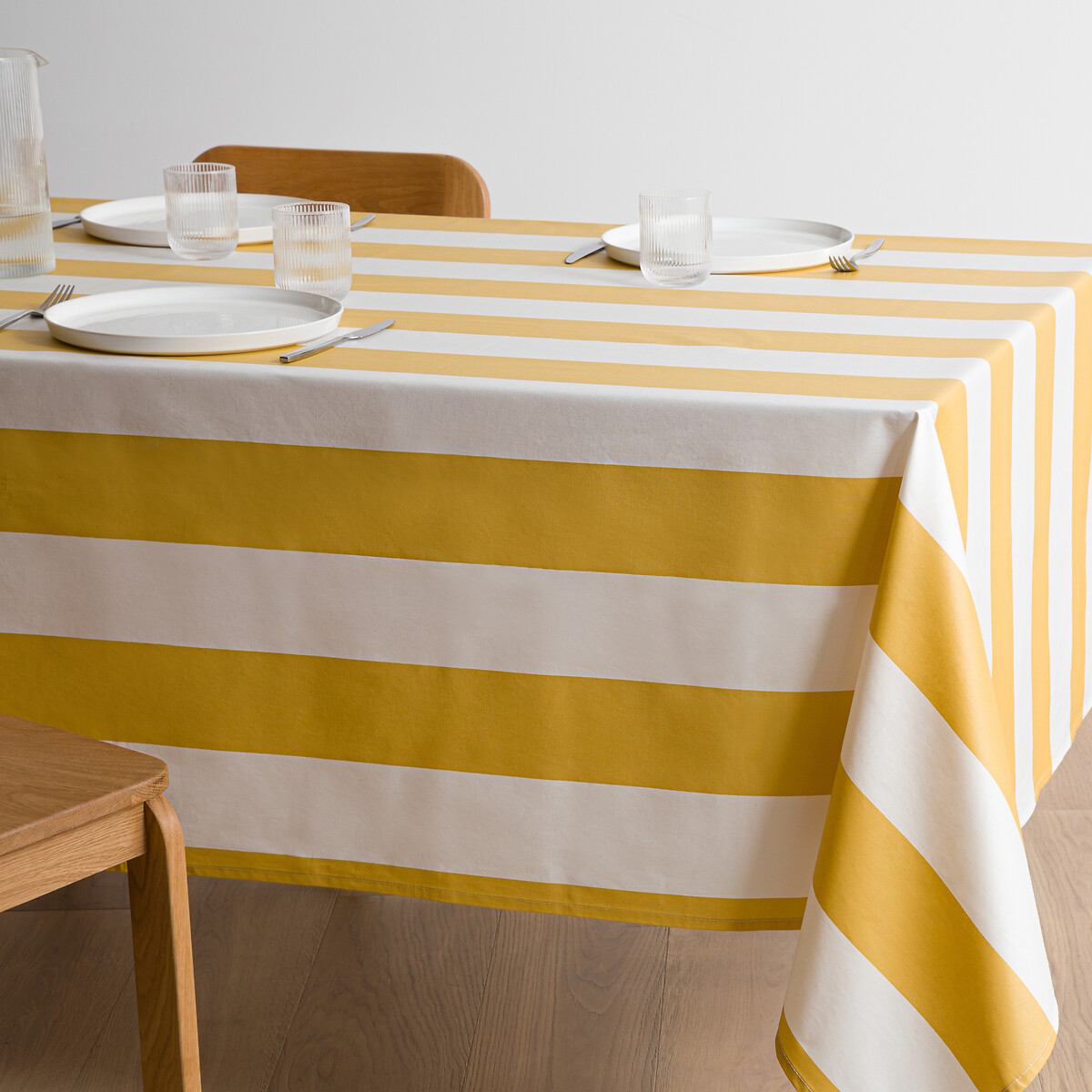 Nappe rayée coton enduit, Hendaye jaune/blanc, LA REDOUTE INTERIEURS