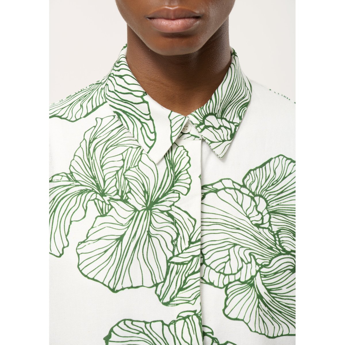 Robe chemise imprimée off white/vert mousse, HUMILITY