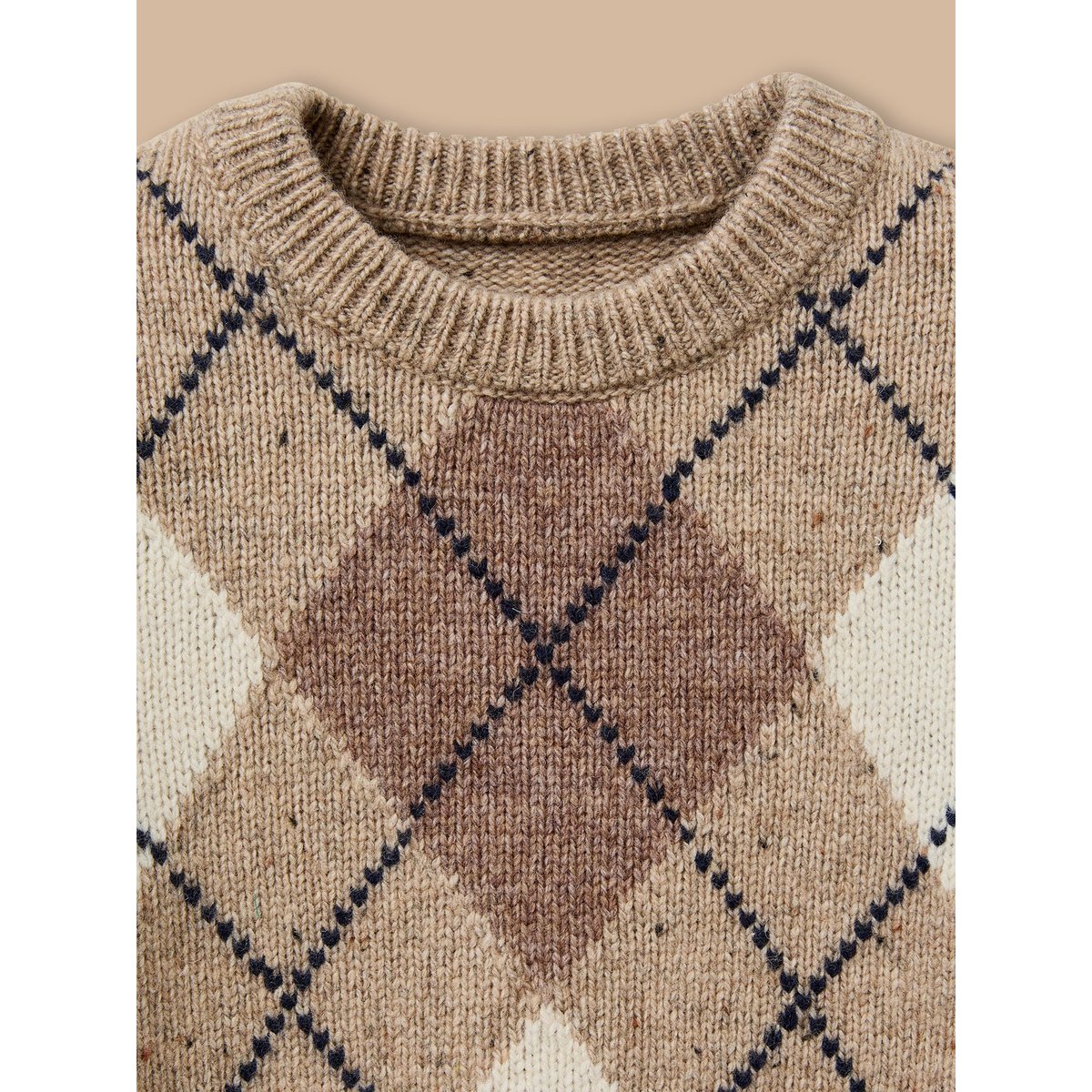 Pull jacquard avec laine beige, CYRILLUS