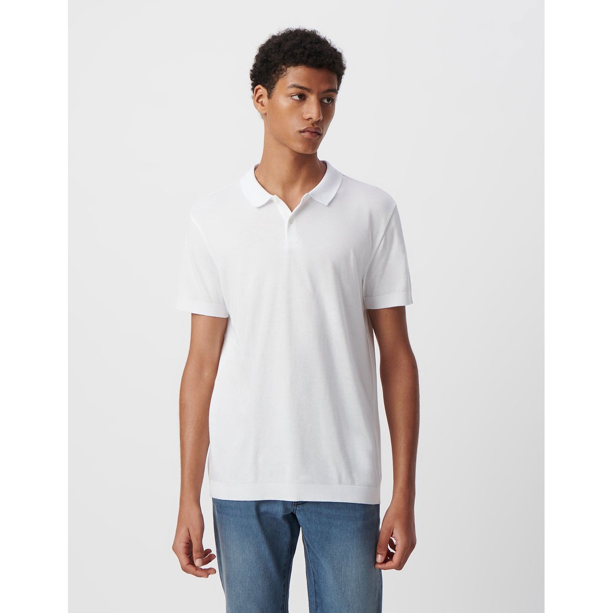 Polo en coton modal blanc, IKKS