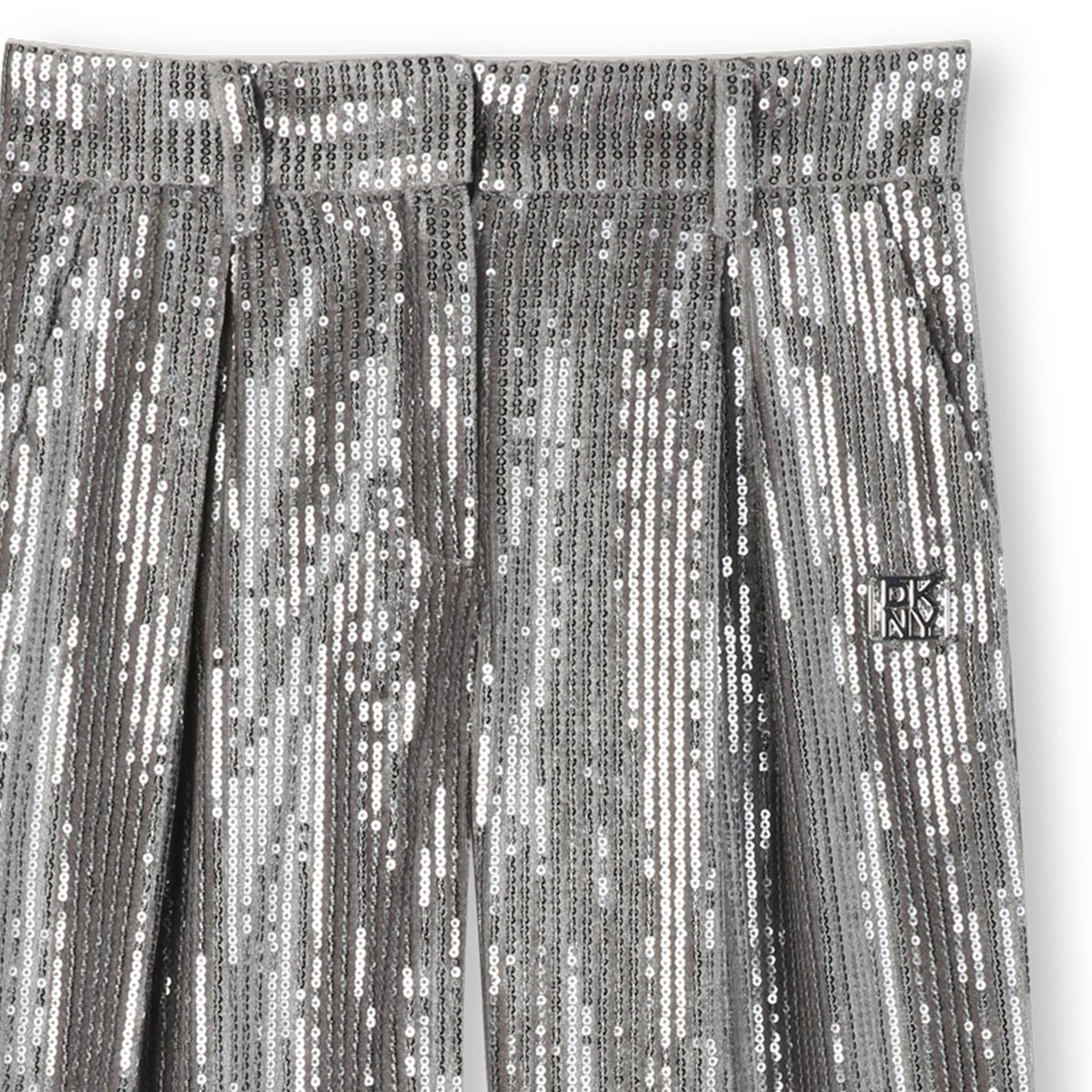 Pantalone impreziosito da paillettes argentate silver, DKNY