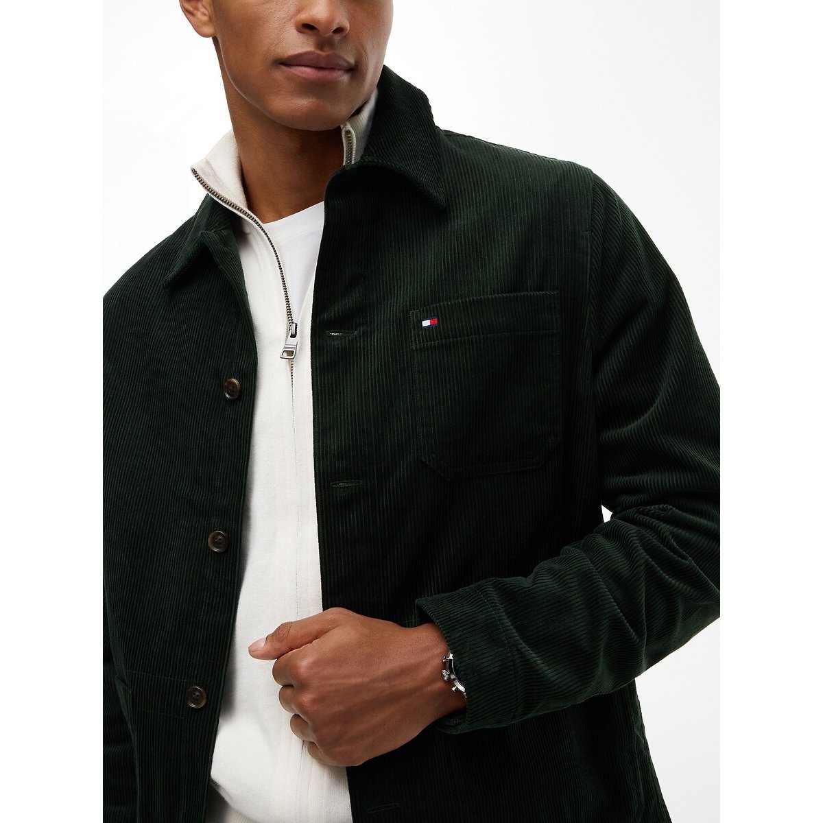 Surchemise en velours côtelé vert foncé, TOMMY HILFIGER
