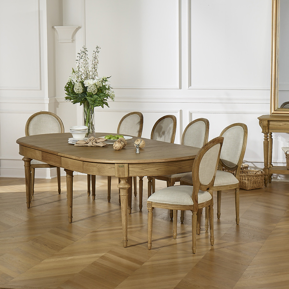 Table ovale en chêne 3 rallonges 4/10 couverts AMBRE marron, ROBIN DES BOIS