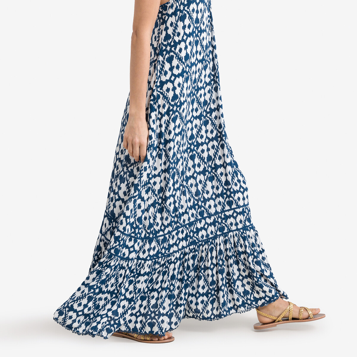 Robe longue à bretelles Cami imprimé fond marine, SUPERDRY