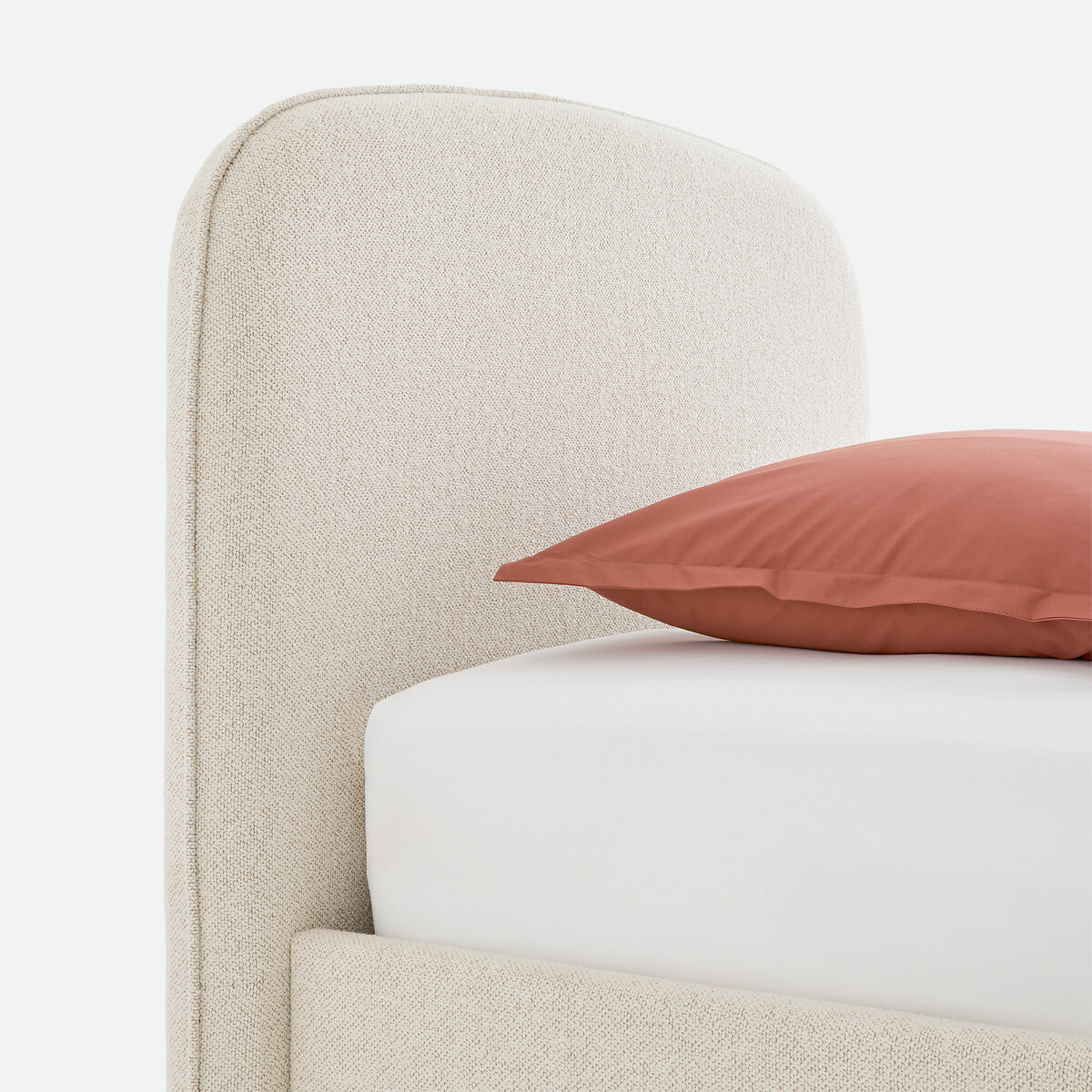 Lit coffre avec sommier relevable, tissu bouclette, CONTO ecru, LA REDOUTE INTERIEURS
