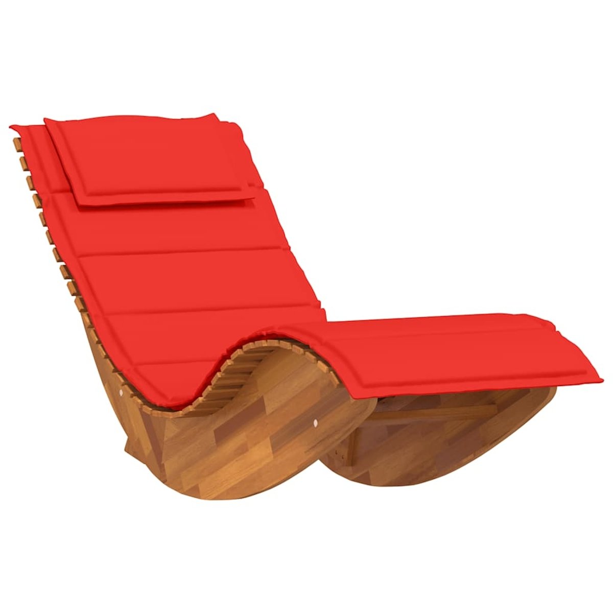 Chaise longue à bascule ergonomique avec coussin et appuie-tête rouge, HOME MAISON
