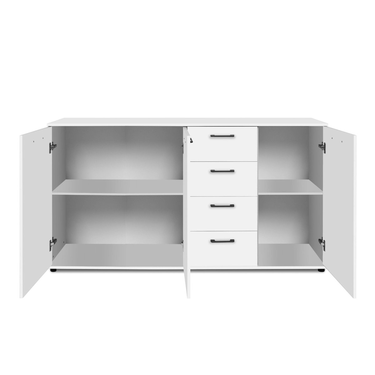Buffet étroit blanc 3 portes 4 tiroirs ALVA blanc, PIER IMPORT