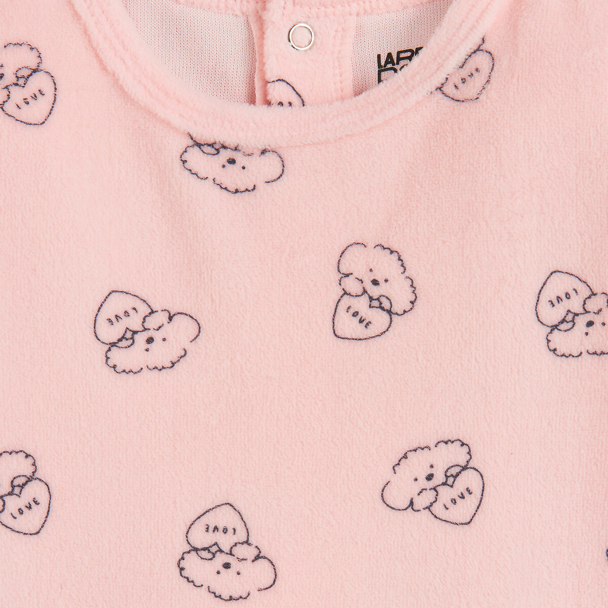Lot de 3 pyjamas 1 pièce, en velours, motifs coeur et chien marine + rose + écru, LA REDOUTE COLLECTIONS