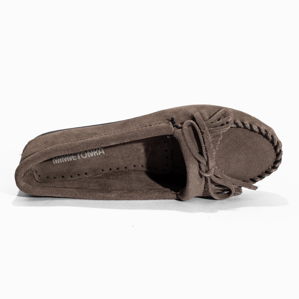 Mocassins en cuir Kilty hardsole gris, MINNETONKA