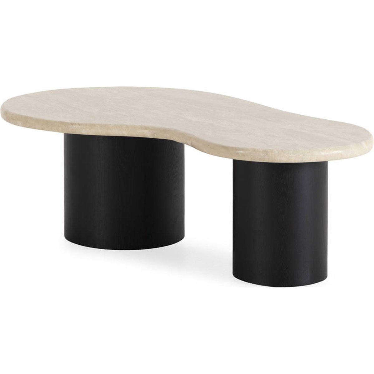 Table basse organique en travertin et frêne noir et crème, RECOLLECTION