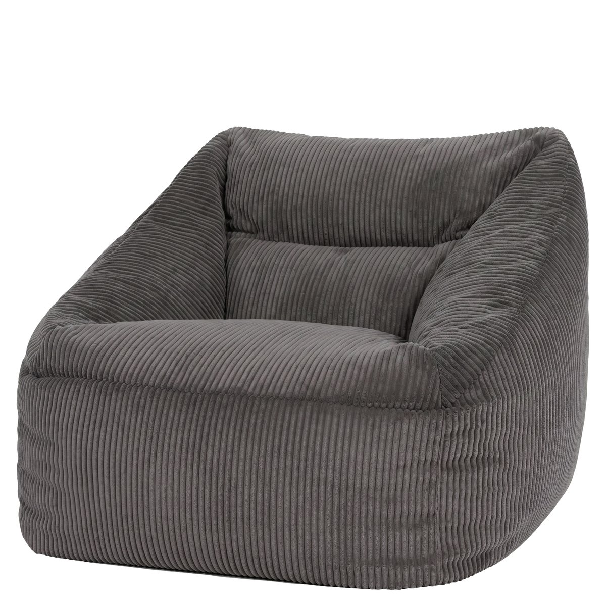 Pouf fauteuil salon velours côtelé Oeko-Tex® - NATALIA gris anthracite, ICON