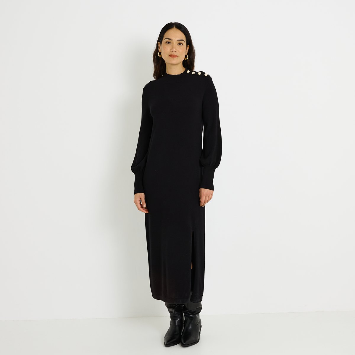 Robe longue en maille noir, GRAIN DE MALICE