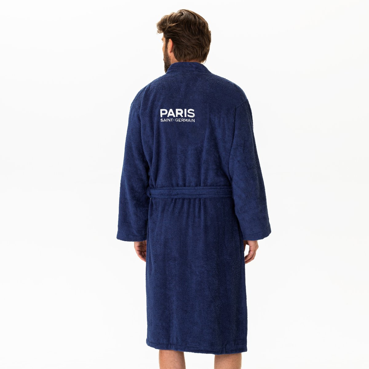 Peignoir adulte 100% coton, Paris Saint Germain RUBAN bleu marine, PSG
