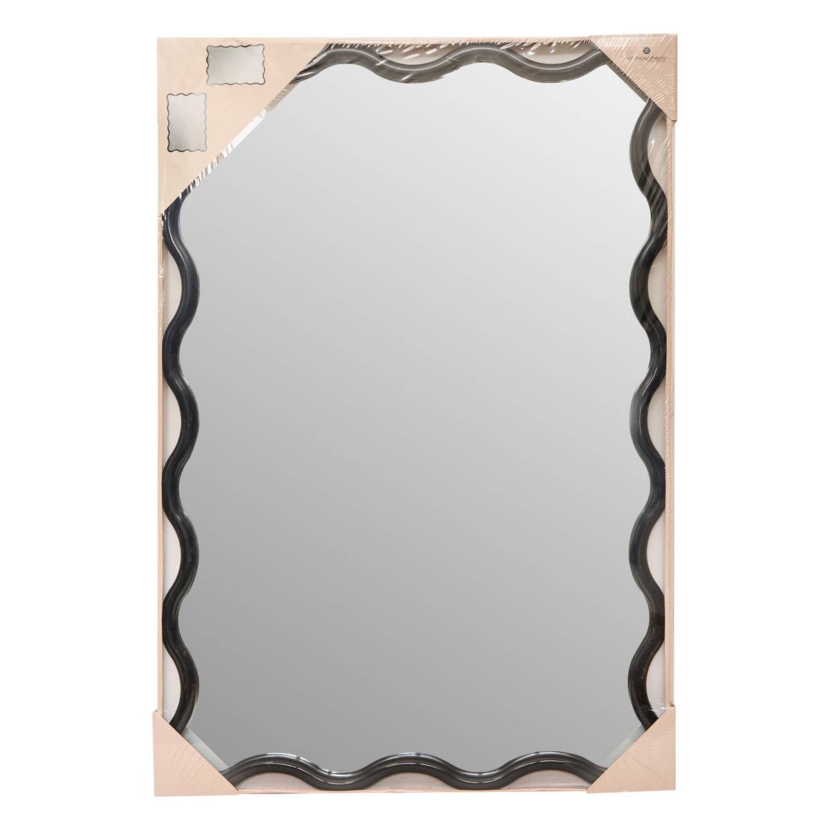 Miroir mural vague cadre noir JUDY noir, ATMOSPHERA
