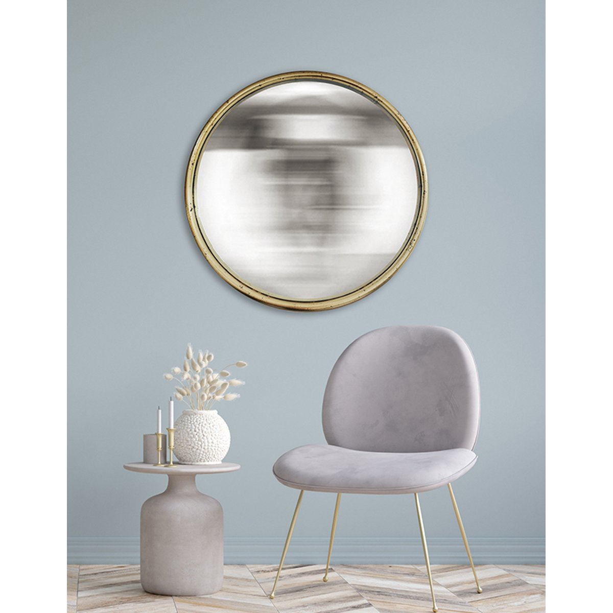 Miroir rond convexe bords fins 80 cm or, EMDE
