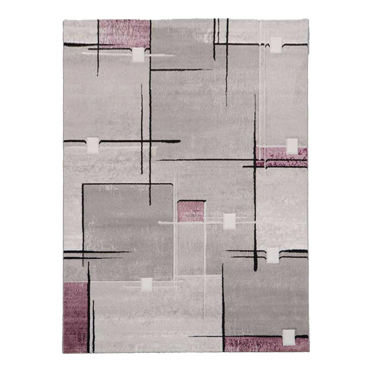 Tapis chambre tissé motif abstrait NOVA pourpre, UN AMOUR DE TAPIS