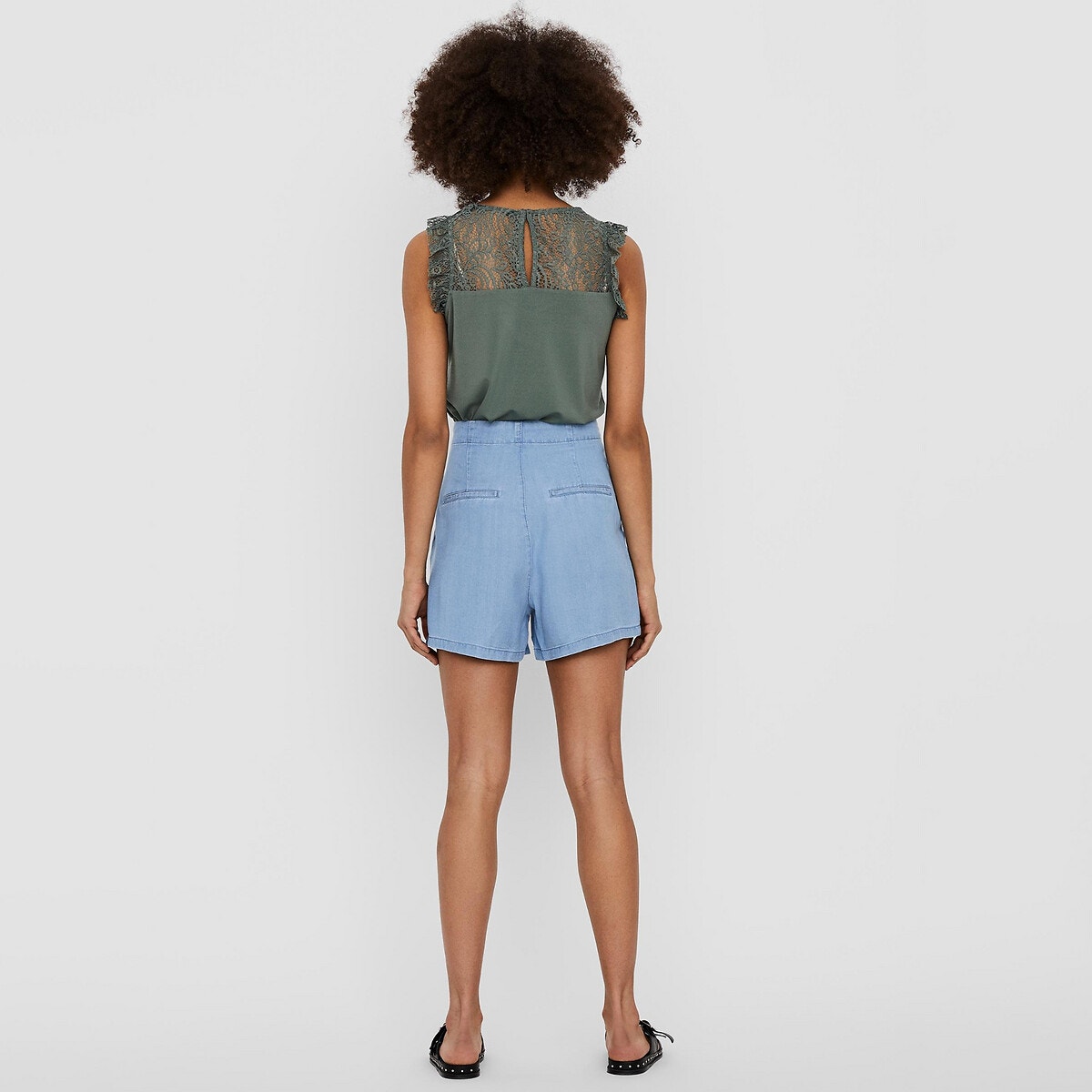 Short En Lyocell, Ceinture À Nouer stone clair, VERO MODA
