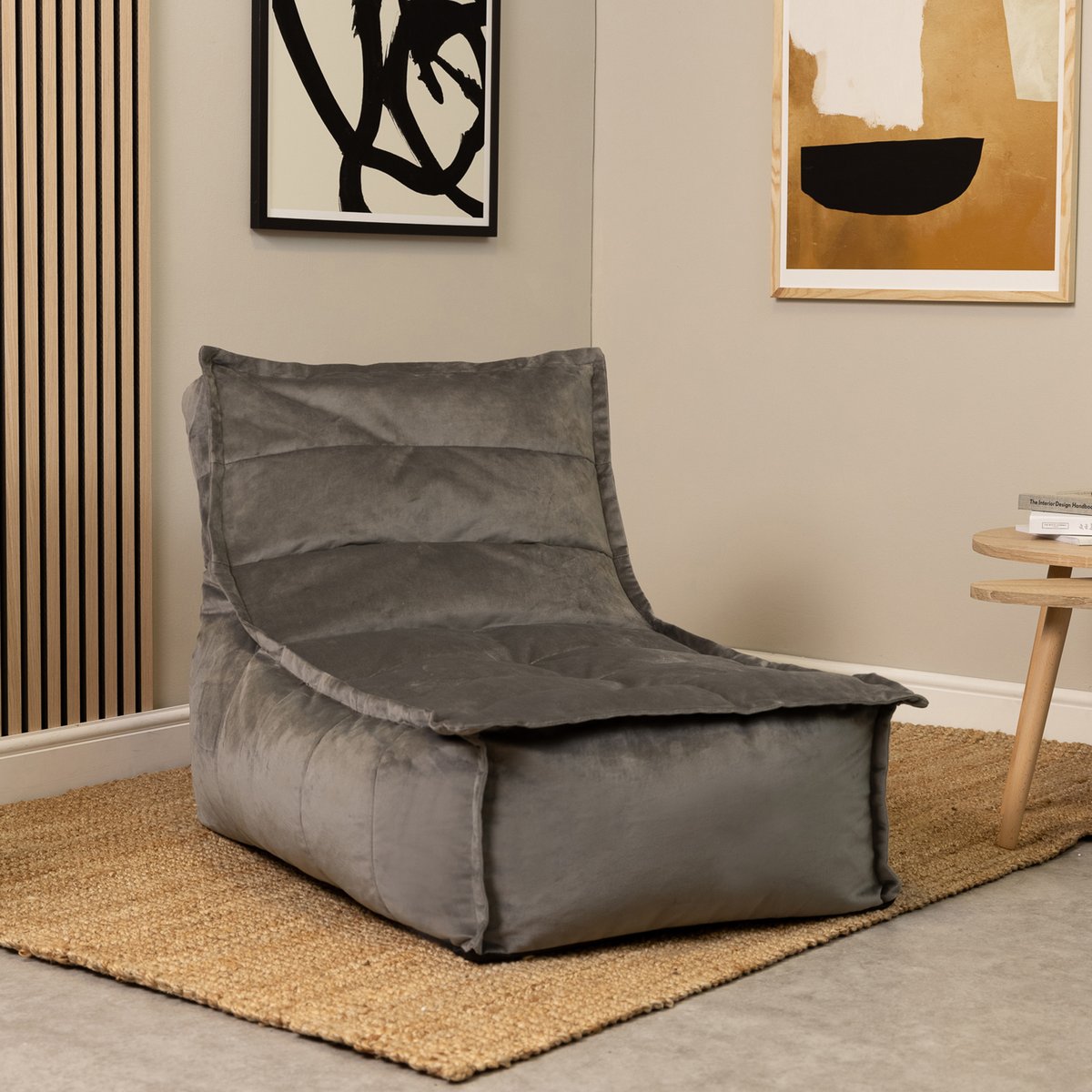Lot de 2 Poufs chauffeuse velours - DOLCE gris anthracite, ICON