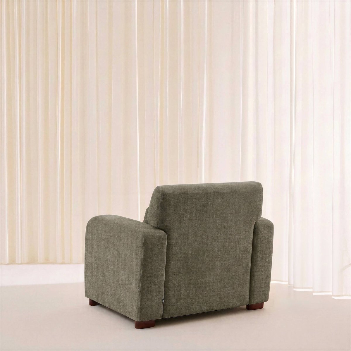 Fauteuil tissu pieds en bois d'hévéa 1 place DANY beige, SWEEEK