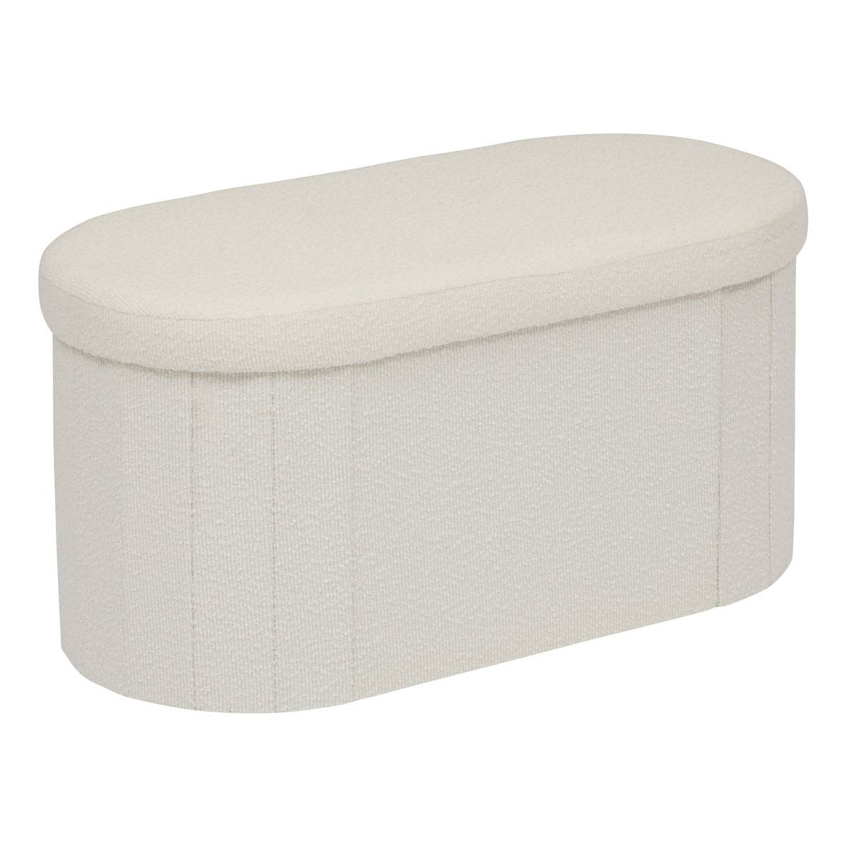 Pouf ovale pliable avec rangement FINK blanc, ATMOSPHERA