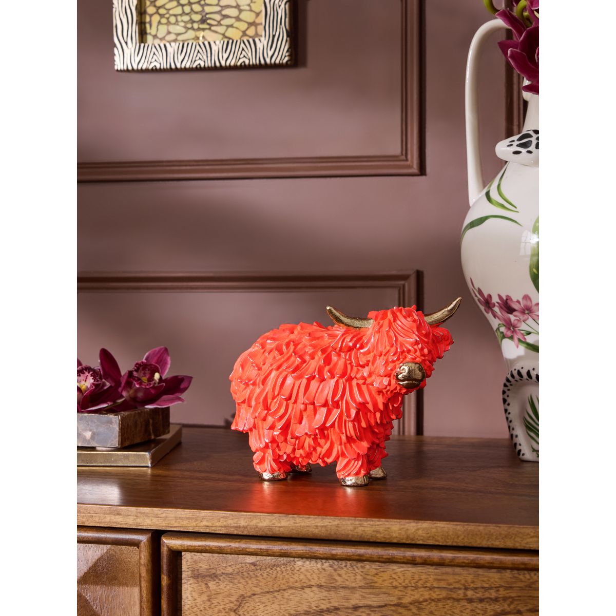 Décoration hamish, vache des highlands orange fluo, NEXT