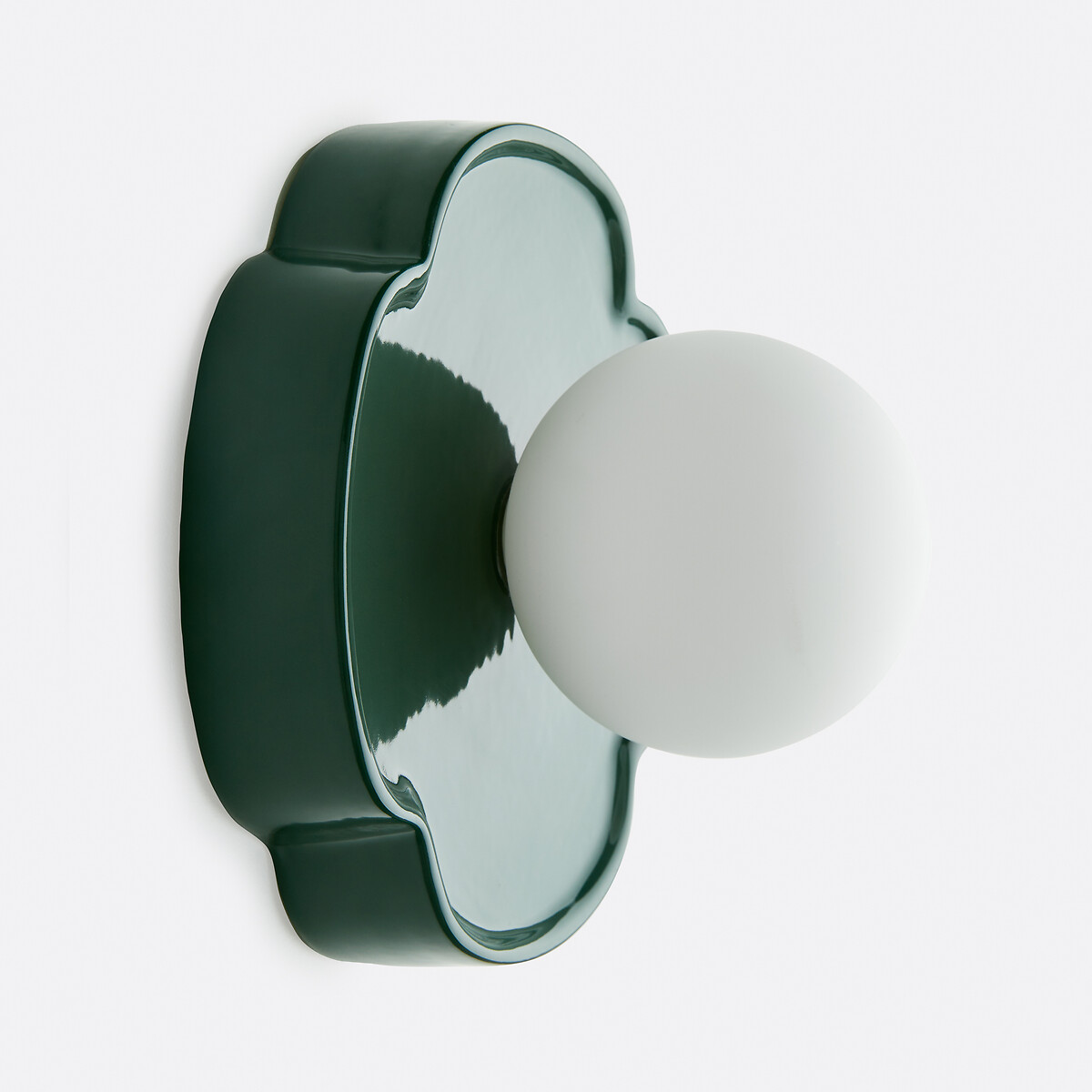 Holi Flower-Shaped Wall Or Ceiling Light in Ceramic and Opaline Glass, Diameter 20cm green, LA REDOUTE INTERIEURS