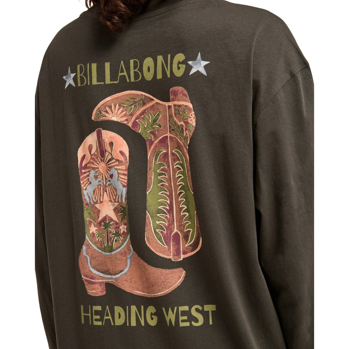T shirt manches longues RINDING WEST noir off black, BILLABONG