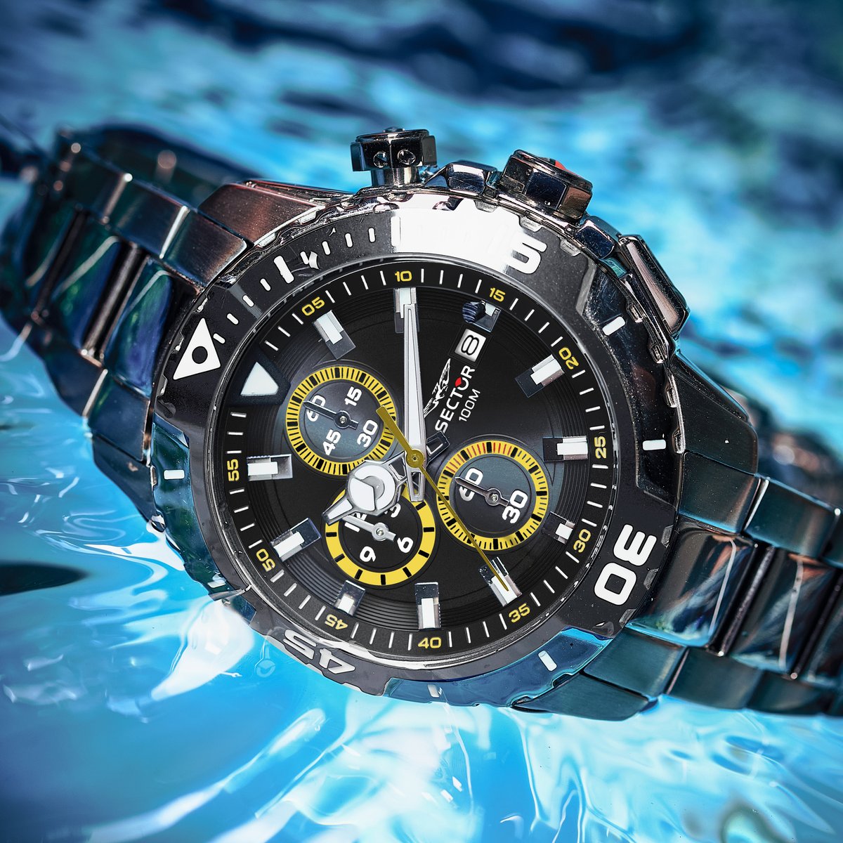 Montre-chronographe LEGEND noir, sablé, SECTOR