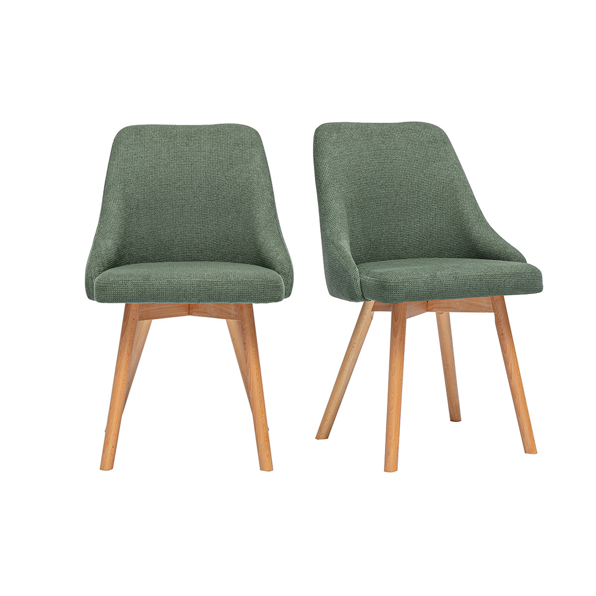 Chaises scandinaves en tissu chenille terre brûlée et bois clair (lot de 2) HASTA kaki, MILIBOO