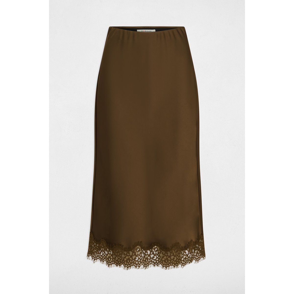 Jupe longue dentelle vert kaki, MORGAN