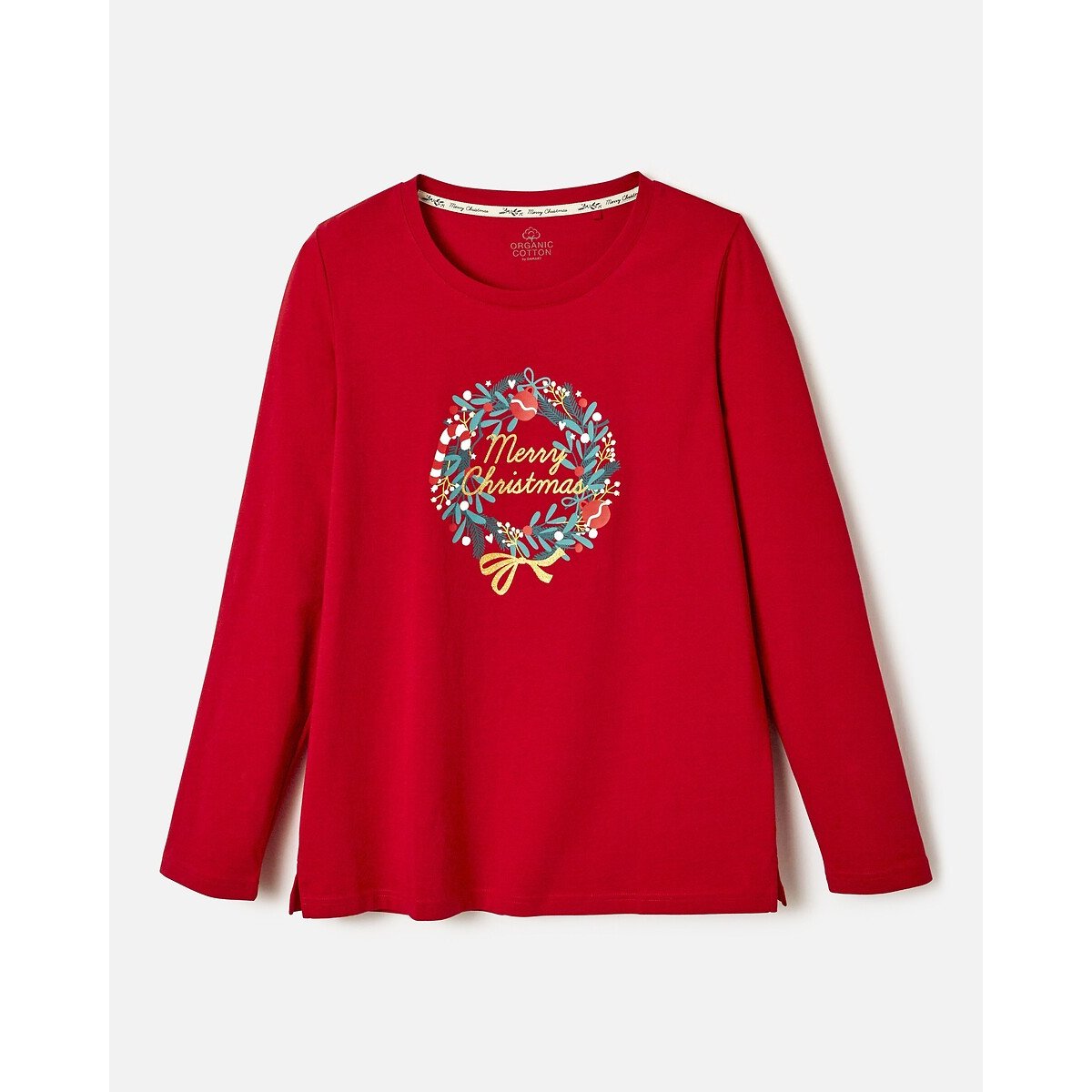 Pyjama Noël en maille jersey coton rouge/écru, DAMART