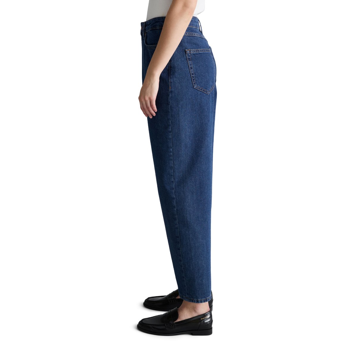Jean modèle Stine, coupe barrel, longueur raccourcie en pur coton bleu, MARC O’POLO DENIM