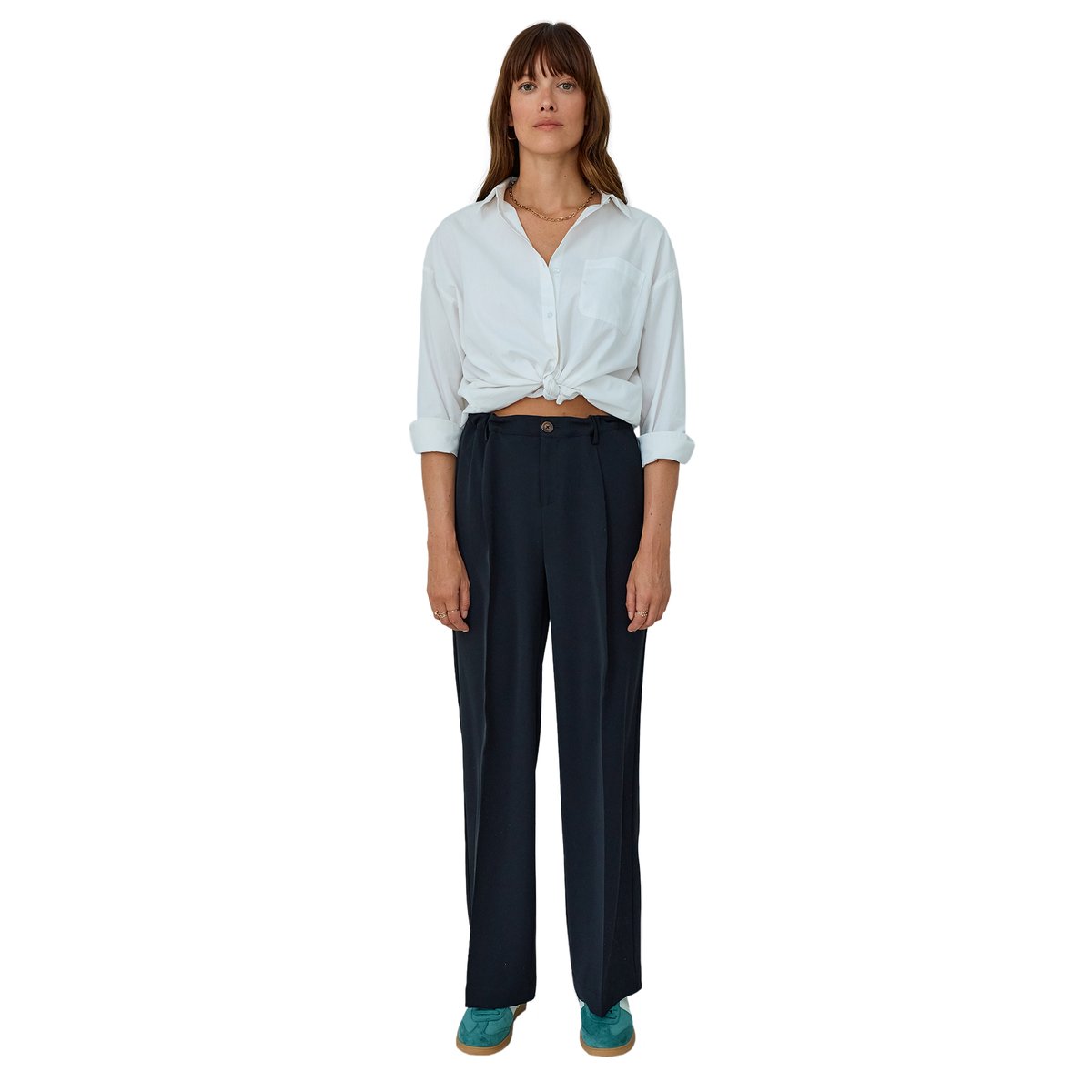 Pantalon de grossesse avant après coupe large noir, VERTBAUDET