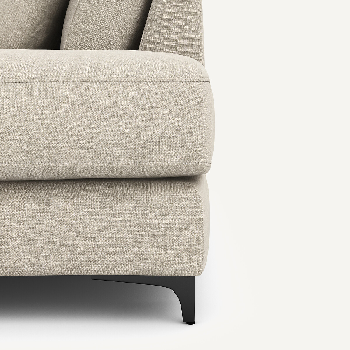 Canapé d'angle droit convertible, en coton et lin, Marsile beige, AM.PM