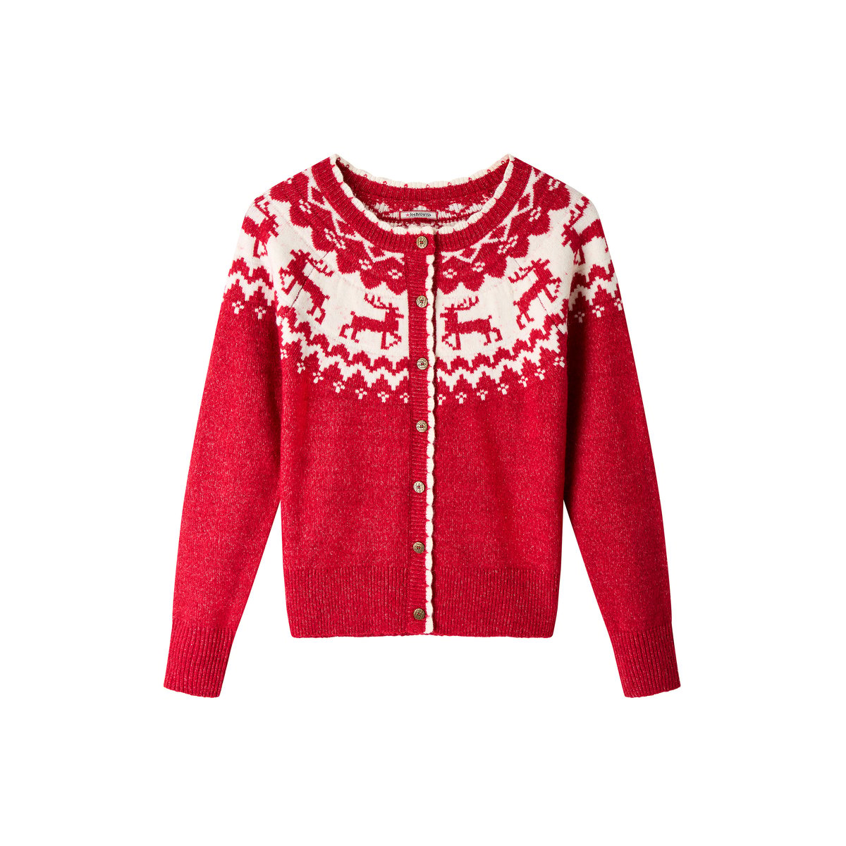 Cardigan Fair Isle Rennes Rétro rouge, JOE BROWNS