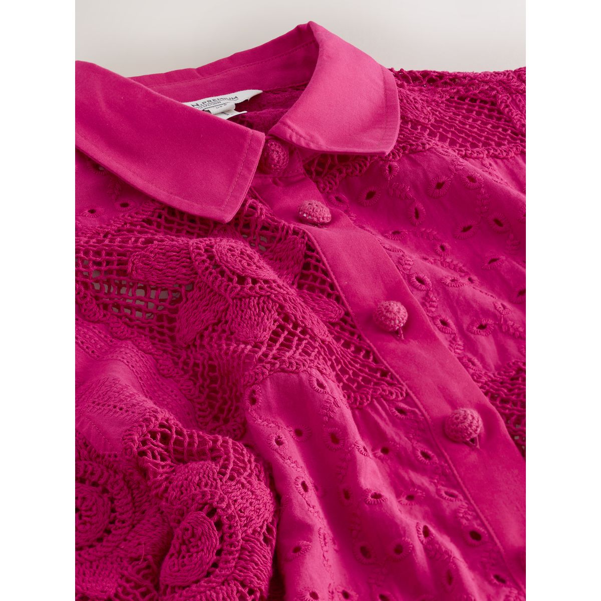Chemise manches courtes patchwork n. premium rose vif, NEXT