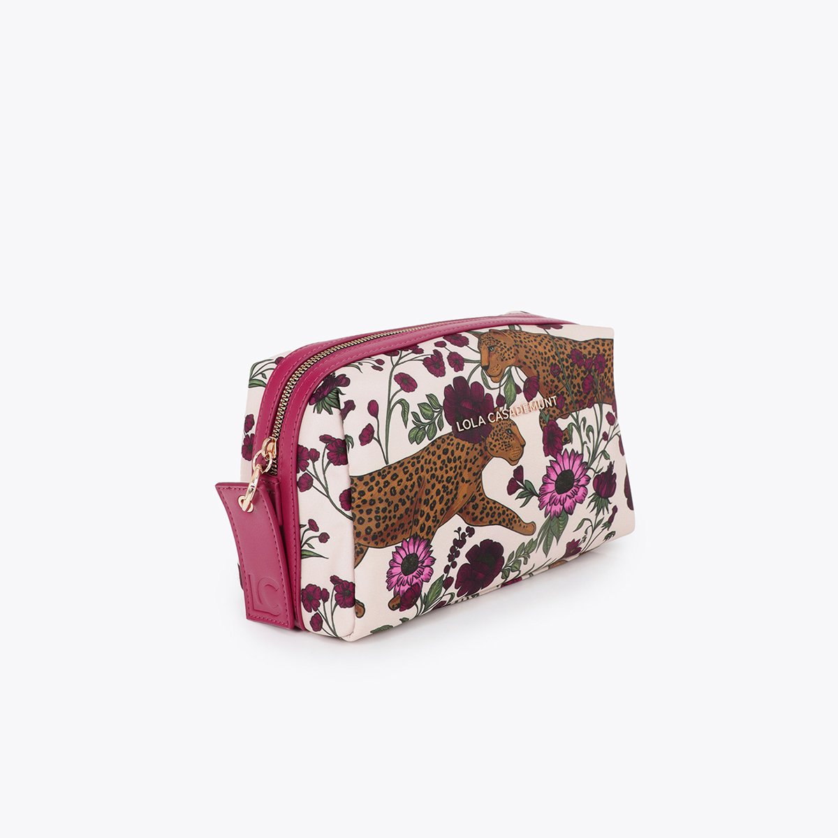 Trousse de toilette imprimée léopard fleuri ivoire, LOLA CASADEMUNT